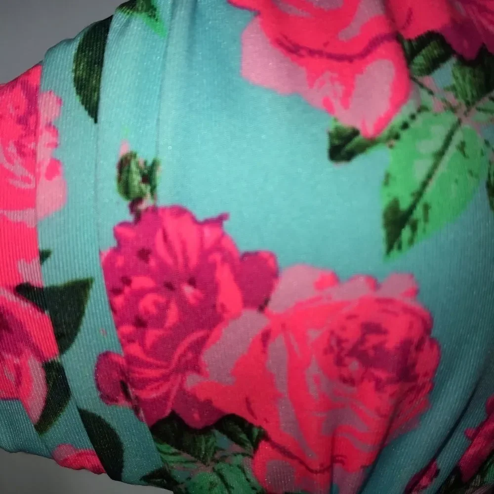 NEW! H&M Turquoise Floral Bandeau with Straps 4 - Picture 5 of 8